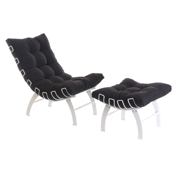 Poltrona Com Puff Decorativo Aramado Comfort