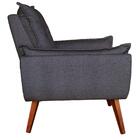 Poltrona Com Puff Decorativo Opala Linho Café Kasa Sofá