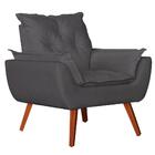 Poltrona Com Puff Decorativo Opala Suede Cinza Kasa Sofá