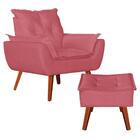 Poltrona Com Puff Decorativo Opala Suede Rosa Goiaba Kasa Sofá