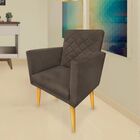 Poltrona Com Puff Decorativo Sala De Estar Luna Suede Marrom