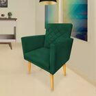 Poltrona Com Puff Decorativo Sala De Estar Luna Suede Verde
