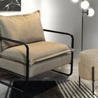 Poltrona Com Puff Diva Industrial Base Metal Decoração Sala,