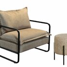 Poltrona Com Puff Diva Industrial Base Metal Decoração Sala,