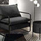 Poltrona Com Puff Diva Industrial Base Metal Decoração Sala,