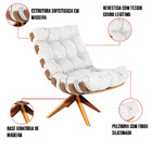 Poltrona Com Puff Giratório Costela Couro Branco Base De Made
