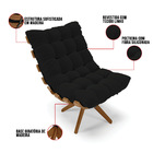 Poltrona Com Puff Giratório Costela Linho Base De Madeira Ma3