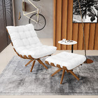 Poltrona Com Puff Giratório Costela Sintético Pu Branco Base