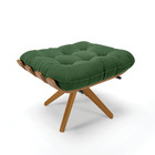 Poltrona Com Puff Giratório Costela Suede Base De Madeira Ma3