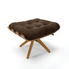 Poltrona Com Puff Giratório Costela Suede Base De Madeira Ma3