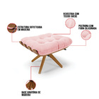 Poltrona Com Puff Giratório Costela Suede Base De Madeira Ma3