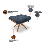 Poltrona Com Puff Giratório Costela Suede Base De Madeira Ma3