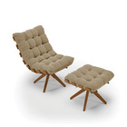 Poltrona Com Puff Giratório Costela Suede Marrom Rato Base De