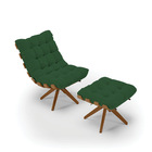 Poltrona Com Puff Giratório Costela Veludo Base De Madeira Ma