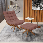 Poltrona Com Puff Giratório Costela Veludo Luxo Rosê Base De