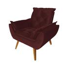 Poltrona Com Puff Opala Decorativo Veludo Bordo Amamentação E