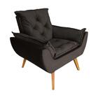 Poltrona Com Puff Opala Decorativo Veludo Marrom Amamentação