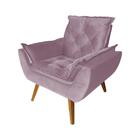 Poltrona Com Puff Opala Decorativo Veludo Rosê Amamentação E