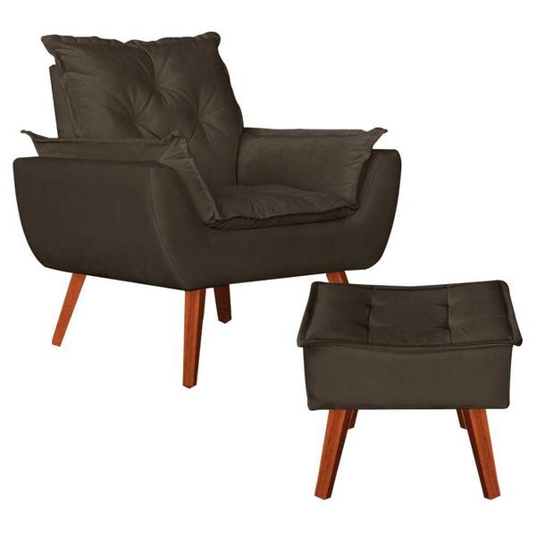 Poltrona Com Puff Opala Suede Castor