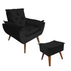 Poltrona Com Puff Opala Veludo Preto
