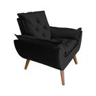 Poltrona Com Puff Opala Veludo Preto