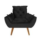 Poltrona Com Puff Opala Veludo Preto