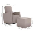 Poltrona Com Puff Para Maternidade Ibiza Suede Bege