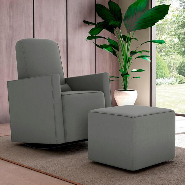 Poltrona Com Puff Para Maternidade Ibiza Suede Cinza