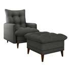 Poltrona Com Puff Para Sala De Estar Chumbo