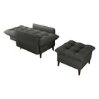 Poltrona Com Puff Para Sala De Estar Chumbo