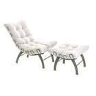 Poltrona Com Puff Sala De Estar Costela Verde Oliva/bege