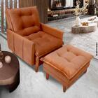 Poltrona Com Puff Veludo Laranja Canada Shop Jm