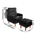 Poltrona Com Puff Veludo Preto Veneza Boutique Konforto