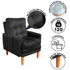 Poltrona Com Puff Veludo Preto Veneza Boutique Konforto