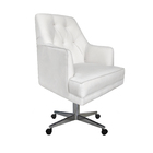 Poltrona Com Rodizio Paris Retro Suede Branco - Dominic Decor