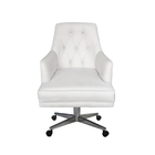 Poltrona Com Rodizio Paris Retro Suede Branco - Dominic Decor