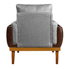 Poltrona Compose Charles Linho Cinza Claro Com Corano Marrom