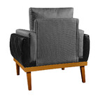 Poltrona Compose Charles Linho Cinza Escuro Com Corano Preto