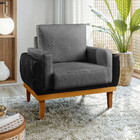 Poltrona Compose Charles Linho Cinza Escuro Com Corano Preto