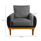 Poltrona Compose Charles Linho Cinza Escuro Com Corano Preto