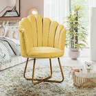 Poltrona Conchinha Pérola Base De Metal  Decorativa Veludo -