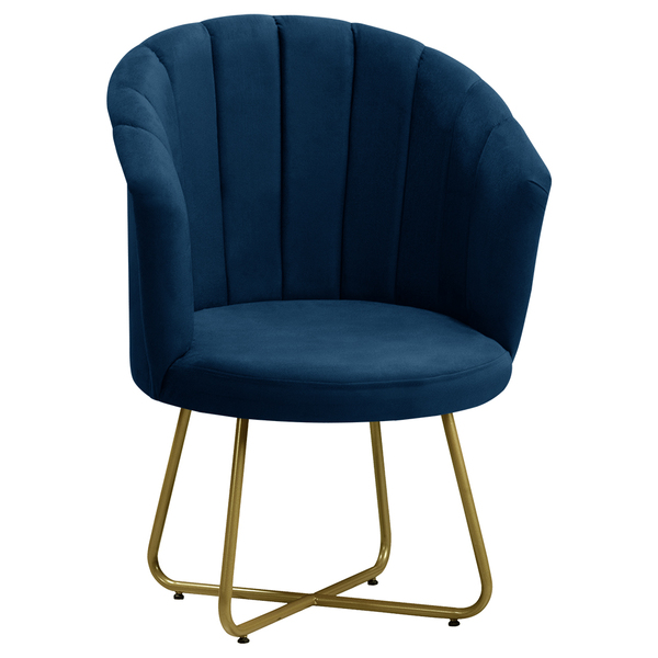 Poltrona Conchinha Pérola Base De Metal  Decorativa Veludo -