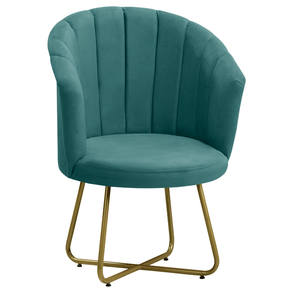 Poltrona Conchinha Pérola Base De Metal  Decorativa Veludo -