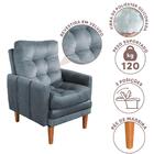 Poltrona Confortável Com Puff Veludo Grafite Cinza Louis Shop