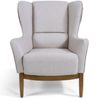 Poltrona Confortável Milena Base Madeira Linho Cru/corano Rús