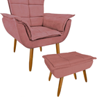 Poltrona Confortável Para Leitura Com Descanso P/os Pés Suede