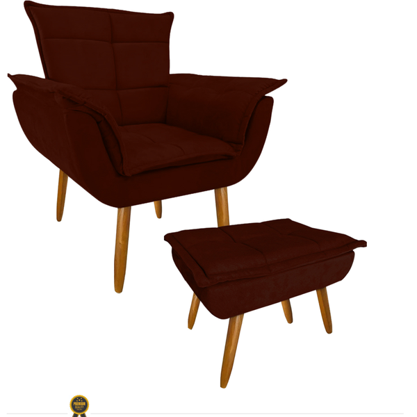 Poltrona Confortável Para Leitura Com Descanso P/os Pés Suede