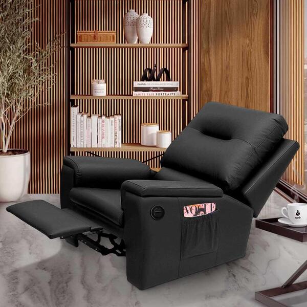 Poltrona Confortável Reclinável Automática Corino Preto Noah