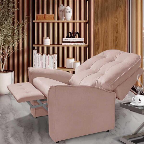Poltrona Confortável Reclinável Suede Rose Isadora Shop Jm