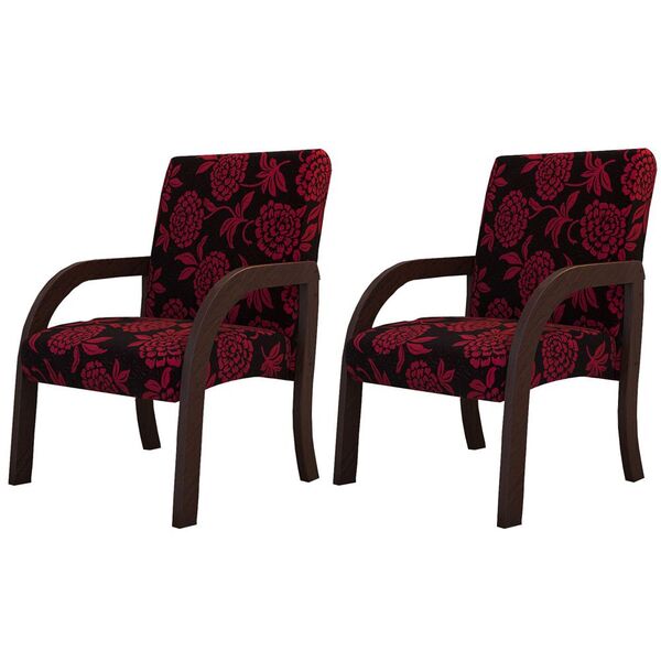 Poltrona Conjunto 2 Pcs  Veneza Nogueira/caqui - Viero Móveis